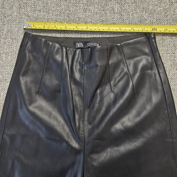 Zara Black Faux Leather Side Zip Ankle Legging Pants sz S - Picture 8 of 11